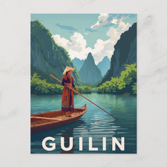 Guilin China River Scenery Vykort (Framsida)