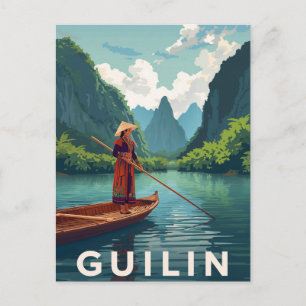 Guilin Kina Flodsceneri Vykort