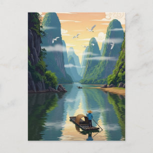 Guilin Kina Li Floden Resa Vykort