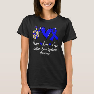 Guillain Barre Syndrome GBS Peace Kärlek Hope Blue T Shirt