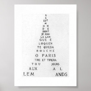 Guillaume Apollinaire, Eiffel Calligramme Poster