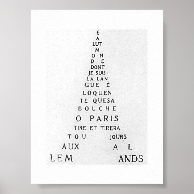 Guillaume Apollinaire, Eiffel Calligramme Poster (Framsidan)