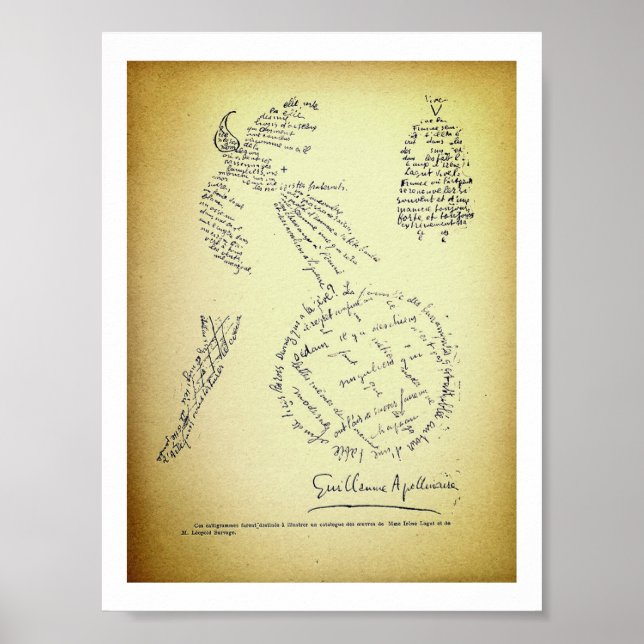 Guillaume Apollinaire, Poème Calligramme (1920) Poster (Framsidan)
