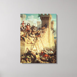 Guillaume de Clermont som försvarar Ptolemais Canvastryck