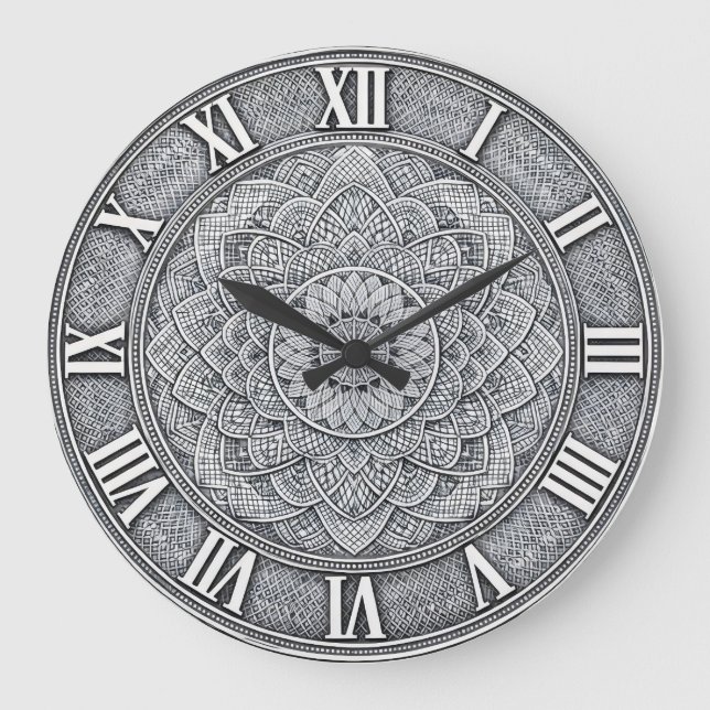 Guilloché Roman Numeral  — Luxury Engraved pattern Stor Klocka (Framsida)