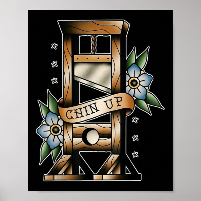 Guillotine Traditional Tatto Flash Chin Up Mediev Poster (Framsidan)