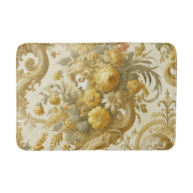 Guilt of Guld - Baroque Blommigt Badrumsmatta (Framsidan)