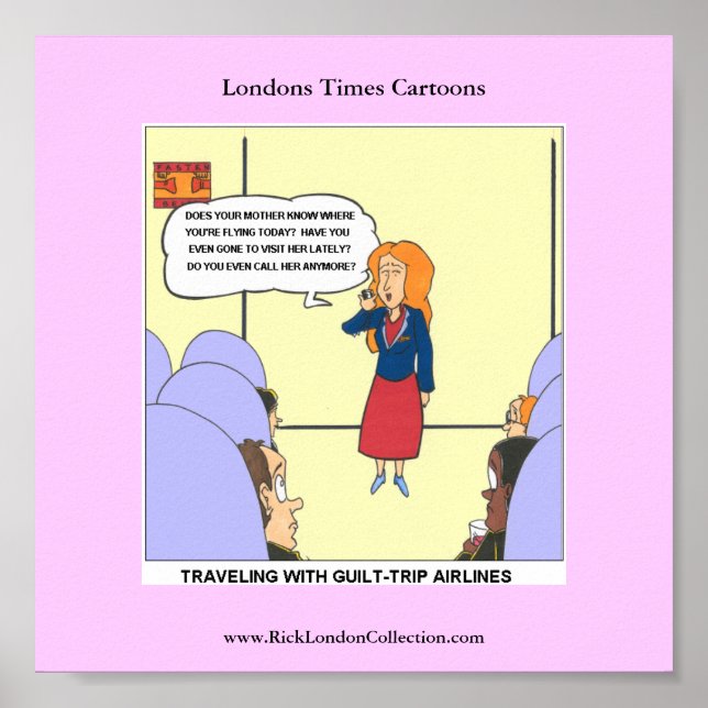 Guilt Resa Airlines Funny Carrtoon Funny Poster (Framsidan)