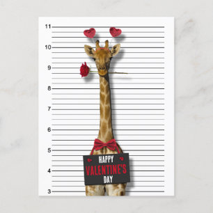 Guilty Giraffe Mugshot Funny Glad Alla hjärtans da Helg Vykort