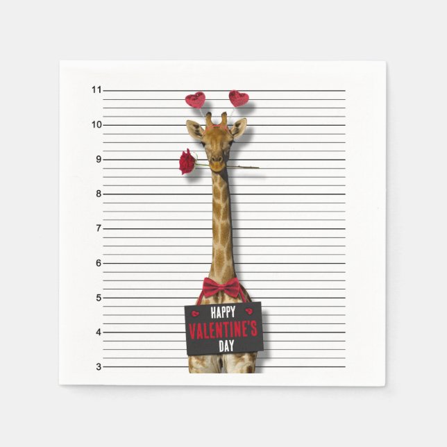 Guilty Giraffe Mugshot Funny Glad Alla hjärtans da Pappersservett (Framsidan)