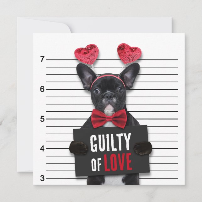 Guilty Kärlek Mugshot Hund Funny Valentindagen Inbjudningar (Framsida)