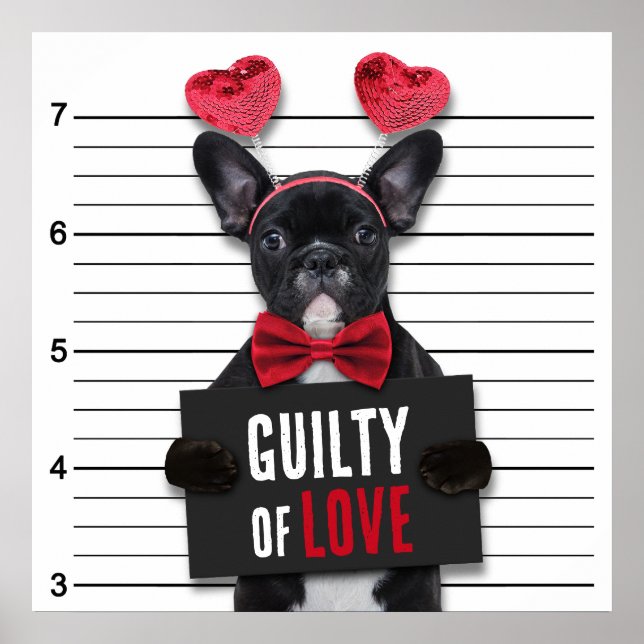 Guilty Kärlek Mugshot Hund Funny Valentindagen Poster (Framsidan)
