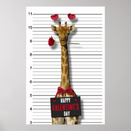 Guilty Mugshot Giraffe Funny Glad Alla hjärtans da Poster