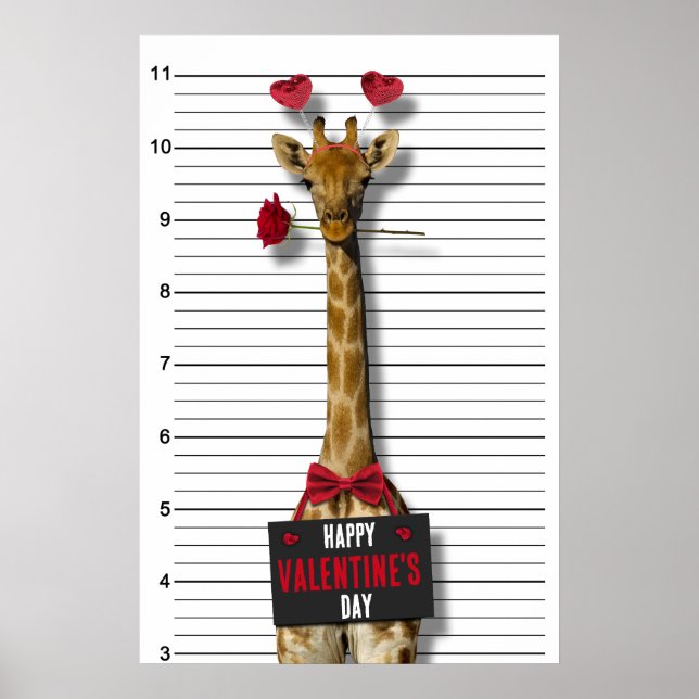 Guilty Mugshot Giraffe Funny Glad Alla hjärtans da Poster (Framsidan)