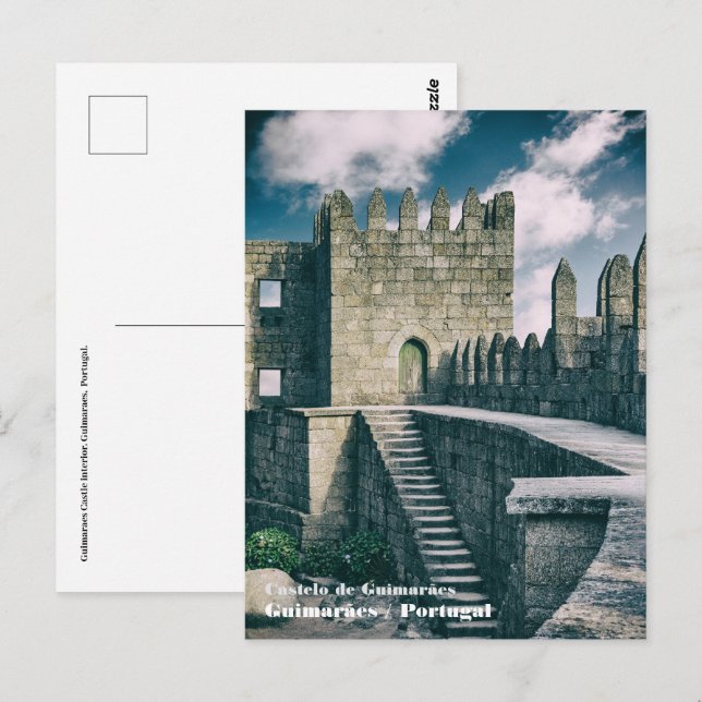 Guimaraes Castle insida. Guimaraes, Portugal. Vykort (Fram/baksida)