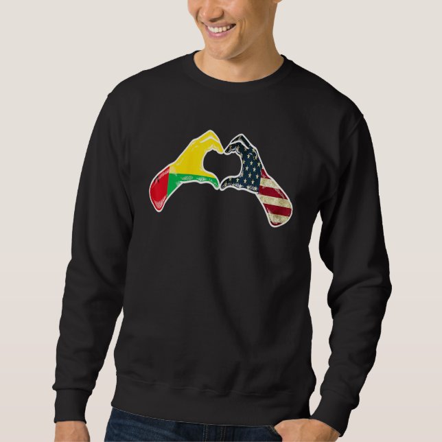 Guinea-Bissau American USA Flag - USA Bissau Guine Lång Ärmad Tröja (Framsida)