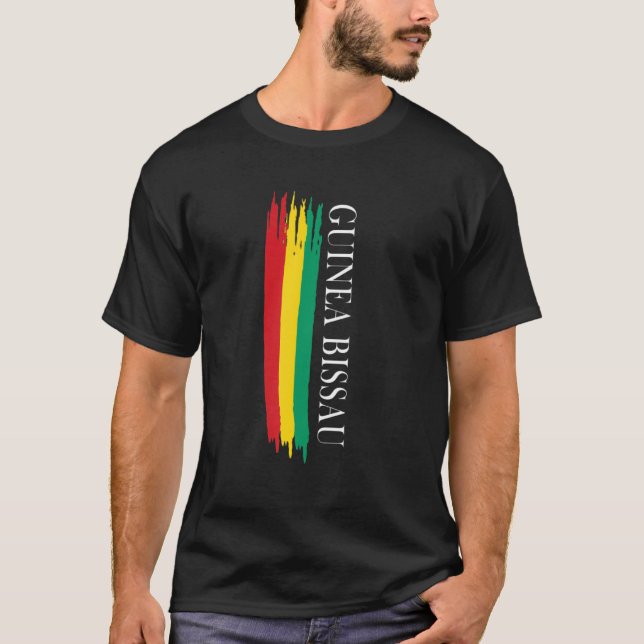 Guinea Bissau Flagga Färg Rand T Shirt (Framsida)
