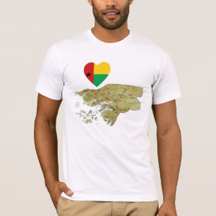 Guinea-Bissau Flagga Heart och Karta T-Shirt