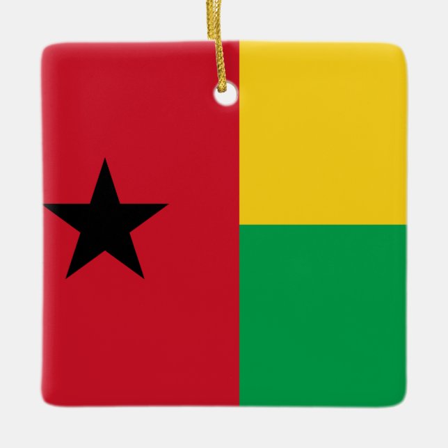 Guinea-Bissau Flagga Julgransprydnad Keramik (Framsida)