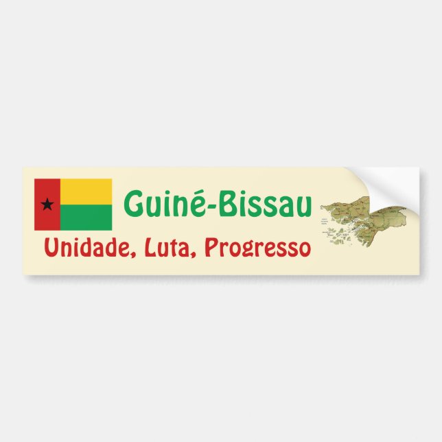Guinea-Bissau Flagga + Karta Bildäckslapp Bildekal (Framsidan)