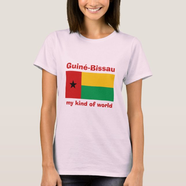 Guinea-Bissau Flagga + Karta + Text T-Shirt (Framsida)