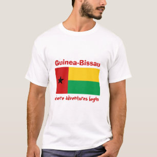 Guinea-Bissau flagga + Karta + TextT-tröja Tee