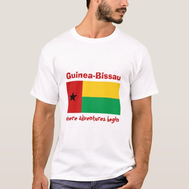 Guinea-Bissau flagga + Karta + TextT-tröja Tee (Framsida)