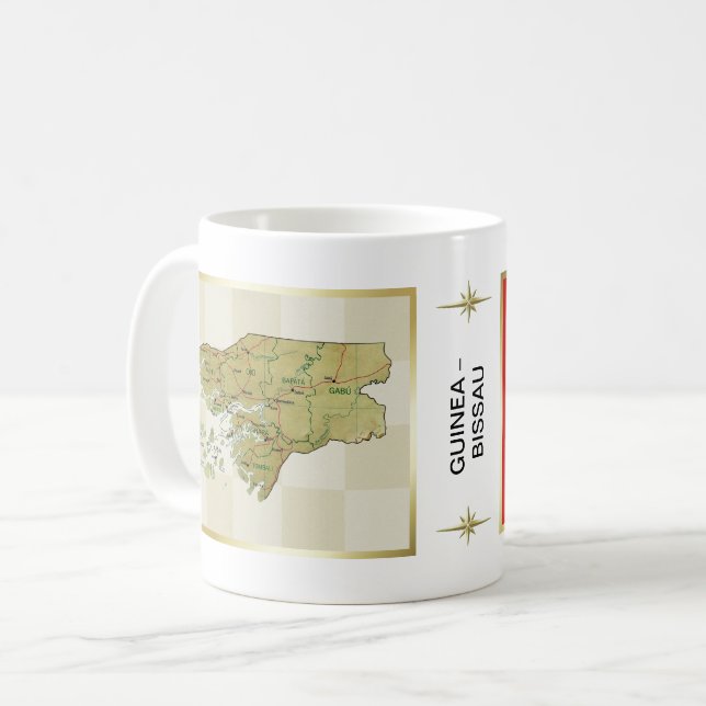 Guinea-Bissau flagga + Kartamugg Kaffemugg (Framsida vänster)