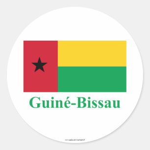 Guinea-Bissau Flagga med Namn på portugisiska Runt Klistermärke