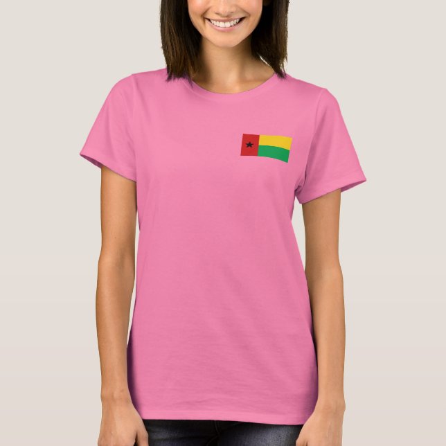Guinea-Bissau Flagga och Karta dk T-Shirt (Framsida)