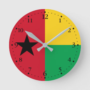Guinea Bissau Flagga Rund Klocka