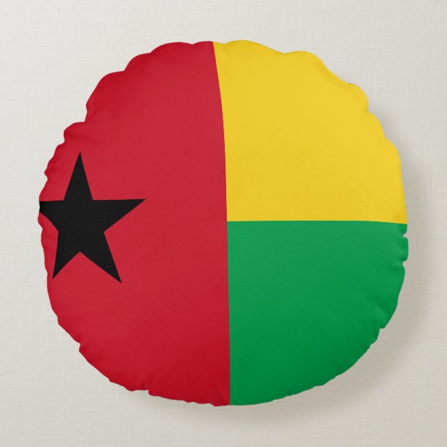 Guinea-Bissau Flagga Rund Kudde (Framsidan)