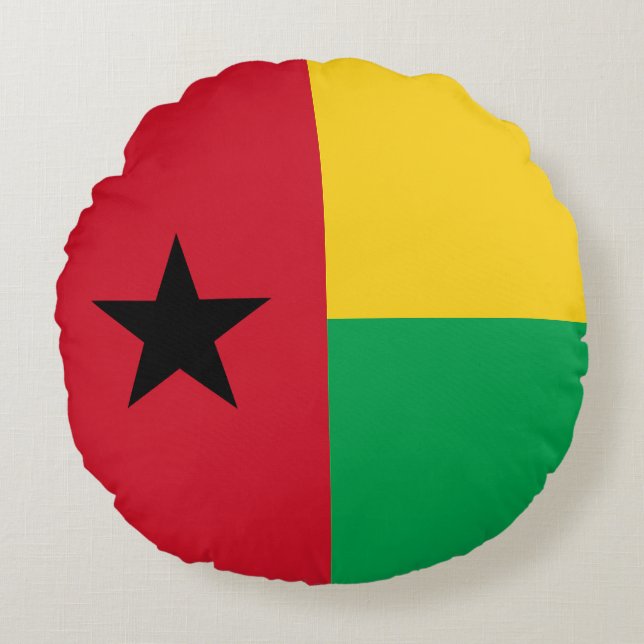 Guinea Bissau Flagga Rund Kudde (Framsidan)