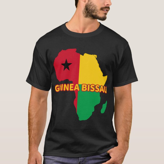 Guinea-Bissau-Guineas Pride Flagga Karta Afrikan T Shirt (Framsida)