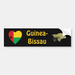 Guinea-Bissau hjärta flagga + kartbild dekal