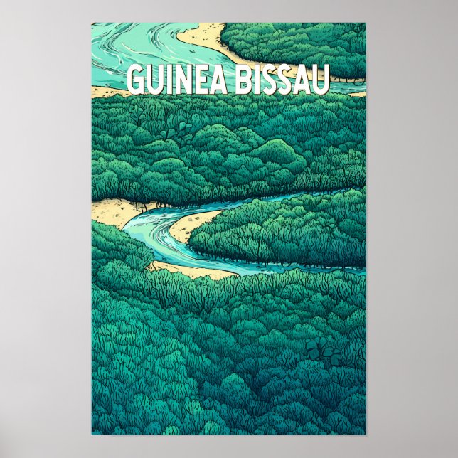 Guinea Bissau Illustration Resa Konst Vintage Poster (Framsidan)