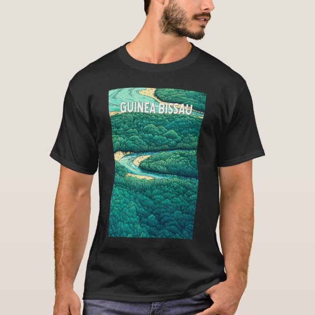 Guinea Bissau Illustration Travel Art Vintage T Shirt (Framsida)