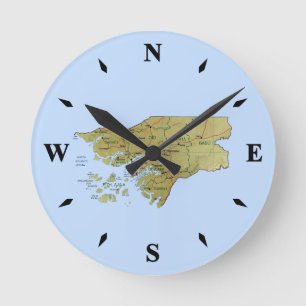 Guinea-Bissau Karta Clock Rund Klocka