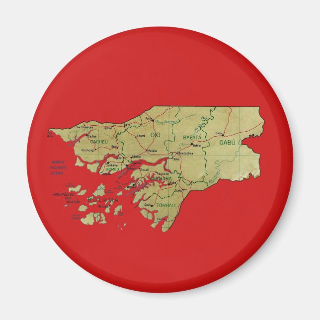 Guinea-Bissau Karta Magnet (Framsidan)