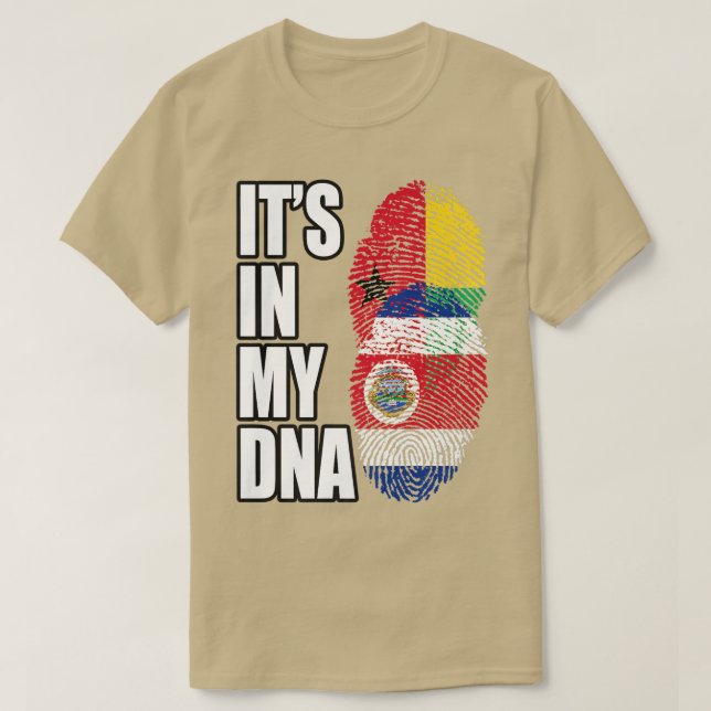 Guinea-Bissau och Costa Rican Mi DNA Flagga Herita T Shirt (Design framsida)