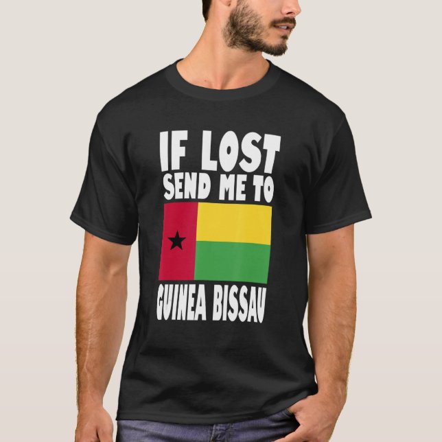 Guinea-Bissaus Flagga Design Om borttappaden skick T Shirt (Framsida)