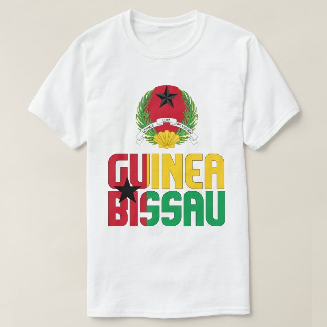 Guinea-Bissaus Flagga och Jacka av Arm Patriotic T Shirt (Design framsida)
