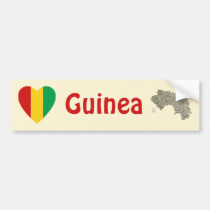Guinea-Conakry Flagga Hjärta + Karta Bildäckslapp Bildekal