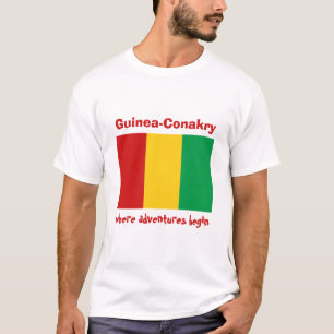 Guinea-Conakry flagga + Karta + TextT-tröja T-shirt