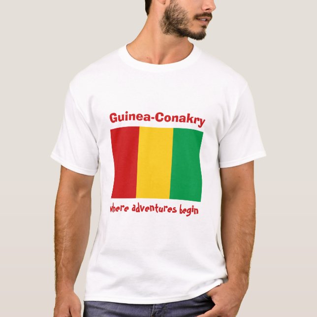 Guinea-Conakry flagga + Karta + TextT-tröja T-shirt (Framsida)