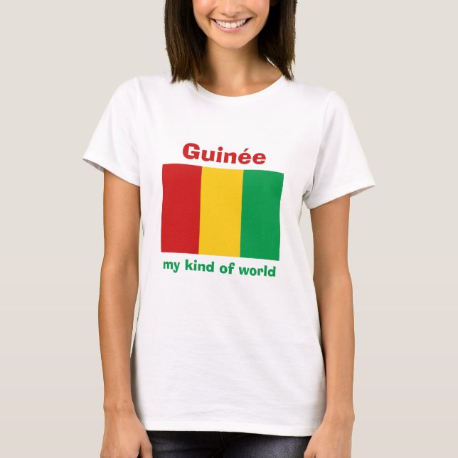 Guinea-Conakry flagga + Karta + TextT-tröja Tee (Framsida)