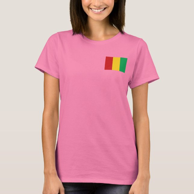Guinea-Conakry Flagga och Karta dk T-Shirt (Framsida)