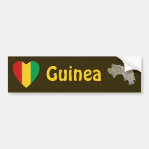 Guinea-Conakry flaggahjärta + Kartabildekal Bildekal