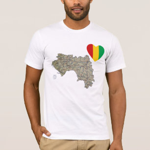 Guinea-Conakry flaggahjärta och kartaT-tröja Tee