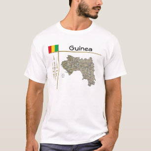 Guinea-Conakry Karta + Flagga + avdelning T-Shirt